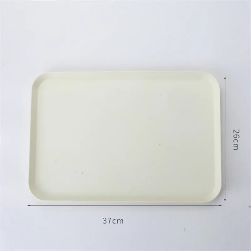 Medium White 1 pcs Rectangle Fruit Bamboo Fiber Plates Storage Tray Family Dessert Dish Snack Dish Party Home Maintenance Tray Plate petisco - Цвет: Medium White