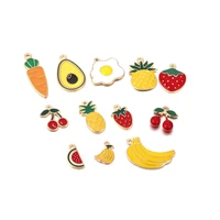 10pcs colorful fruit charms pendant enamel metal banana cherry small charms necklace bracelet for diy jewelry making accessories
