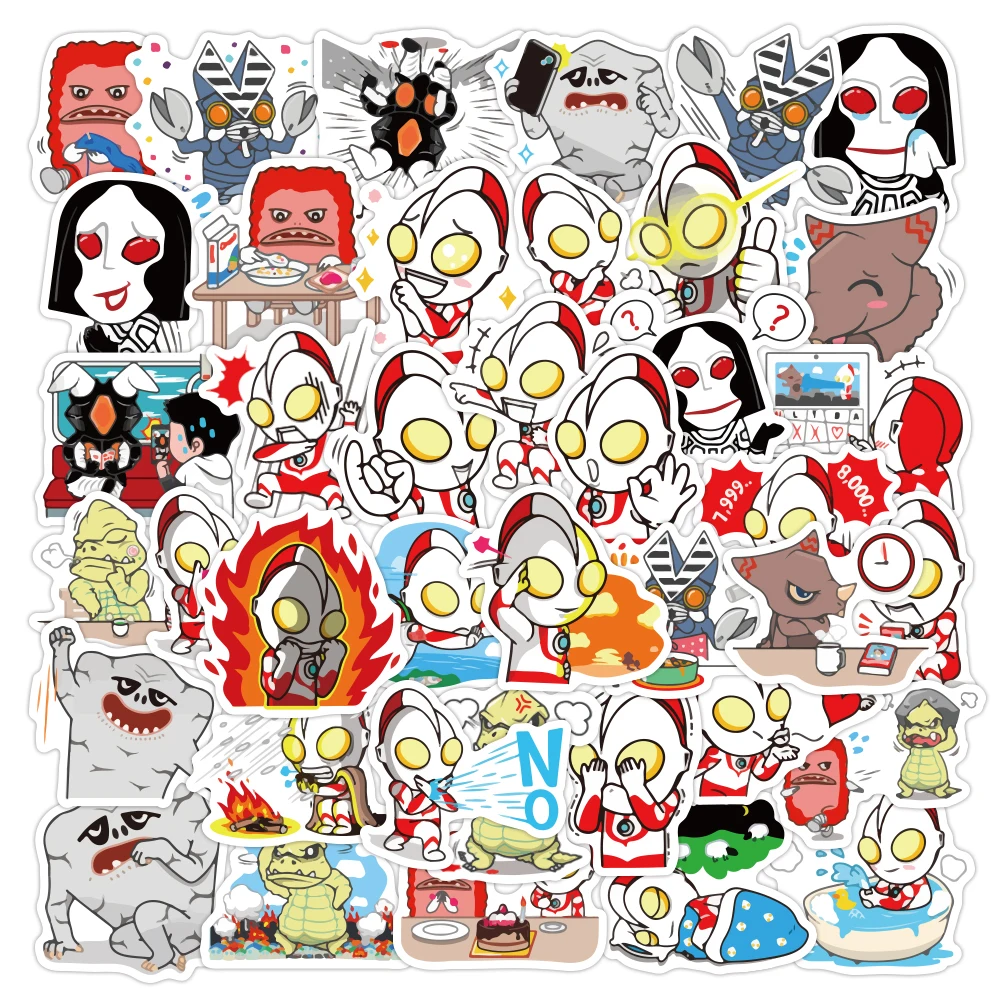 

50PCS Ultraman Stickers Cartoon Guitar Skateboard Phone Laptop Luggage Refrigerator Cup Waterproof Decorative Children's Toys