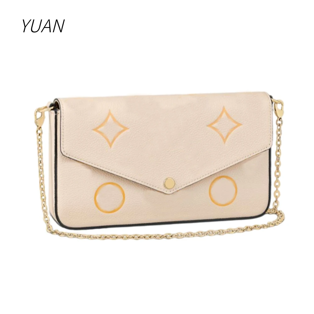 

Womens Embossed Cow Leather Removable Chain Pouch Handbag Small Shoulder Crossbody Flap Bag Messenger Clutch Bags Purse Wallet