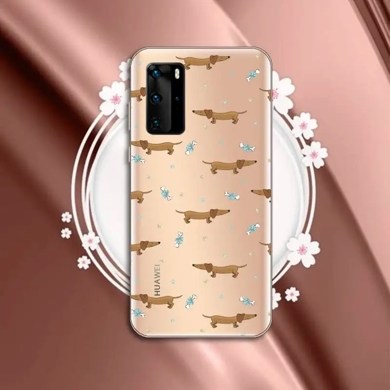 

Cartoons Dachshund Bulldog Phone Case Transparent for Huawei P honor 8 10i 20 30 40 smart 2019