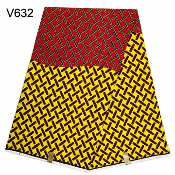 V632 Анкара африканская восковая ткань pagne хлопок высокое качество настоящий голландский вощеная ткань нигерийская женское платье свадебное 6 ярдов - Цвет: V632