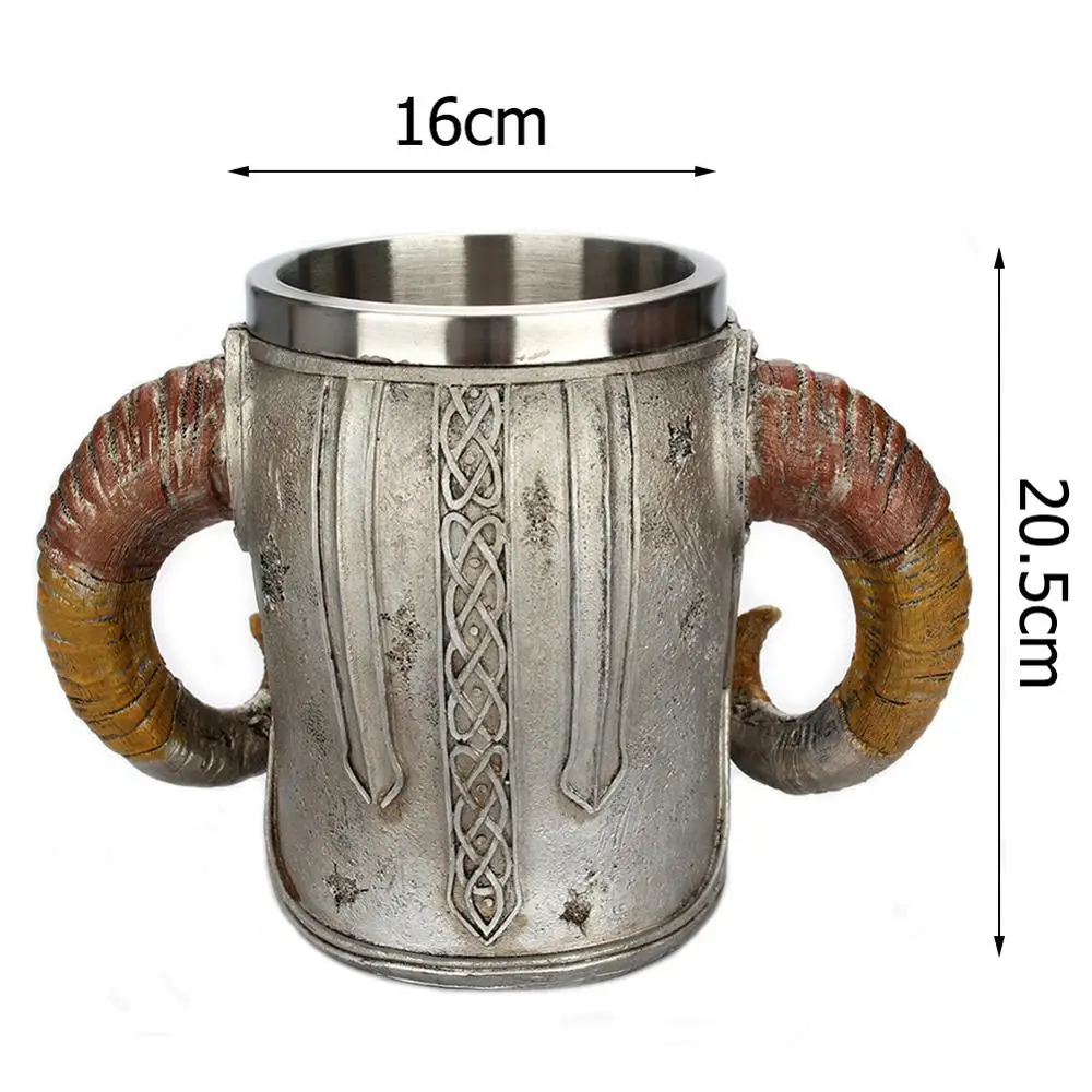 Stainless Steel Skull Mug Viking Drinking Cup Skeleton Resin Beer Stein Tankard Coffee Tea Halloween Bar Drinkware Gift | Дом и сад