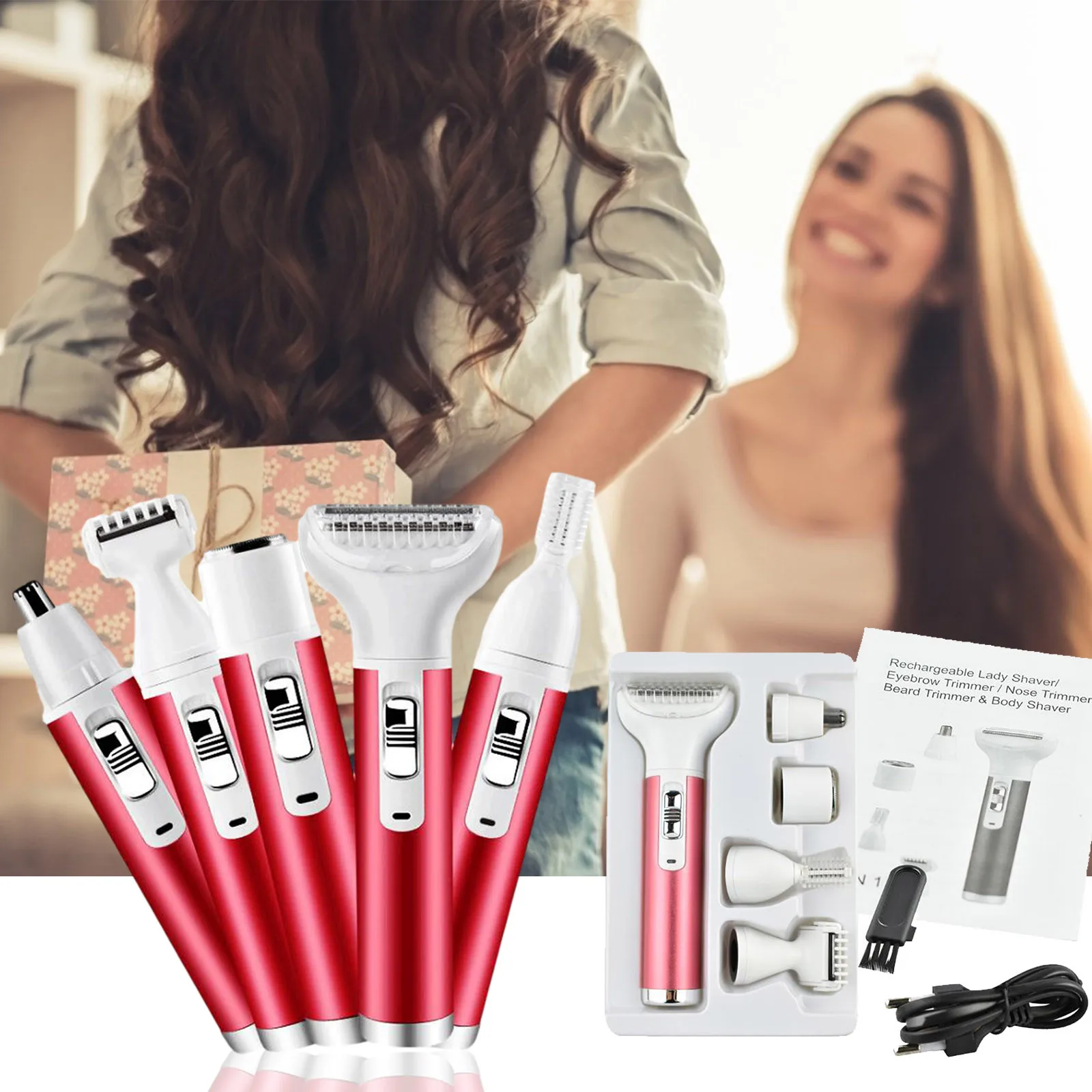 

5 in 1 Shaver Professional Painless Hair Removal Permanent Facial Body Permanent Hair Removal for Women Bikini Electric Razor