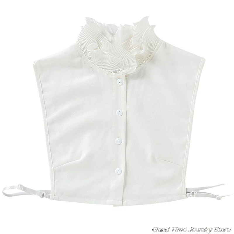 Милая двухслойная шифоновая Съемная полурубашка с воротником-стойкой и рюшами F06