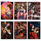 Полноразмернаякруглая Алмазная 5D картина своими руками с квадратнымикруглыми стразами, японская гейша, 3D Алмазная Вышивка крестиком, мозаика, искусство, домашний декор Lx640