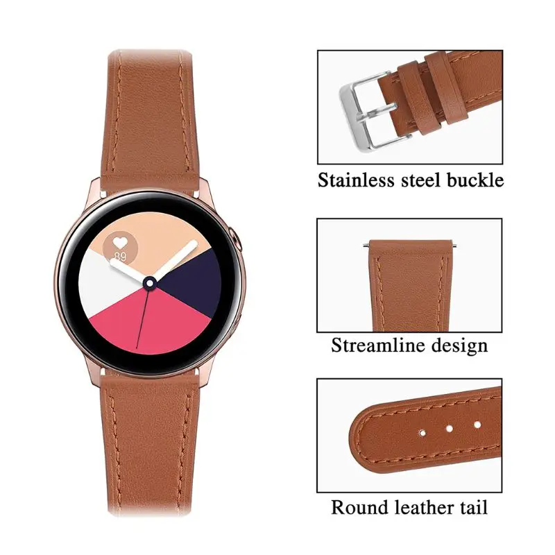

Genuine Leather Watch Band Wrist Strap Bracelet Replacement for Samsung Galaxy Watch Active Smart Watch Accessories 19QA