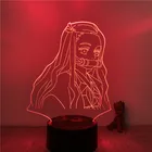 Ночник 3D в стиле аниме незуко, милая Настольная лампа с лицом рассекающего демонов, 7 цветов, сенсорный светильник с оптической иллюзией, подарок, освещение для декора комнаты