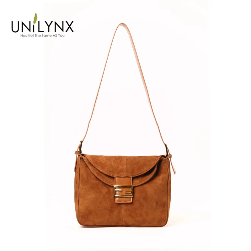 

Сумка-багет unilynx, Замшевая сумка средней длины на одно плечо в стиле ретро, Осень-зима 2019