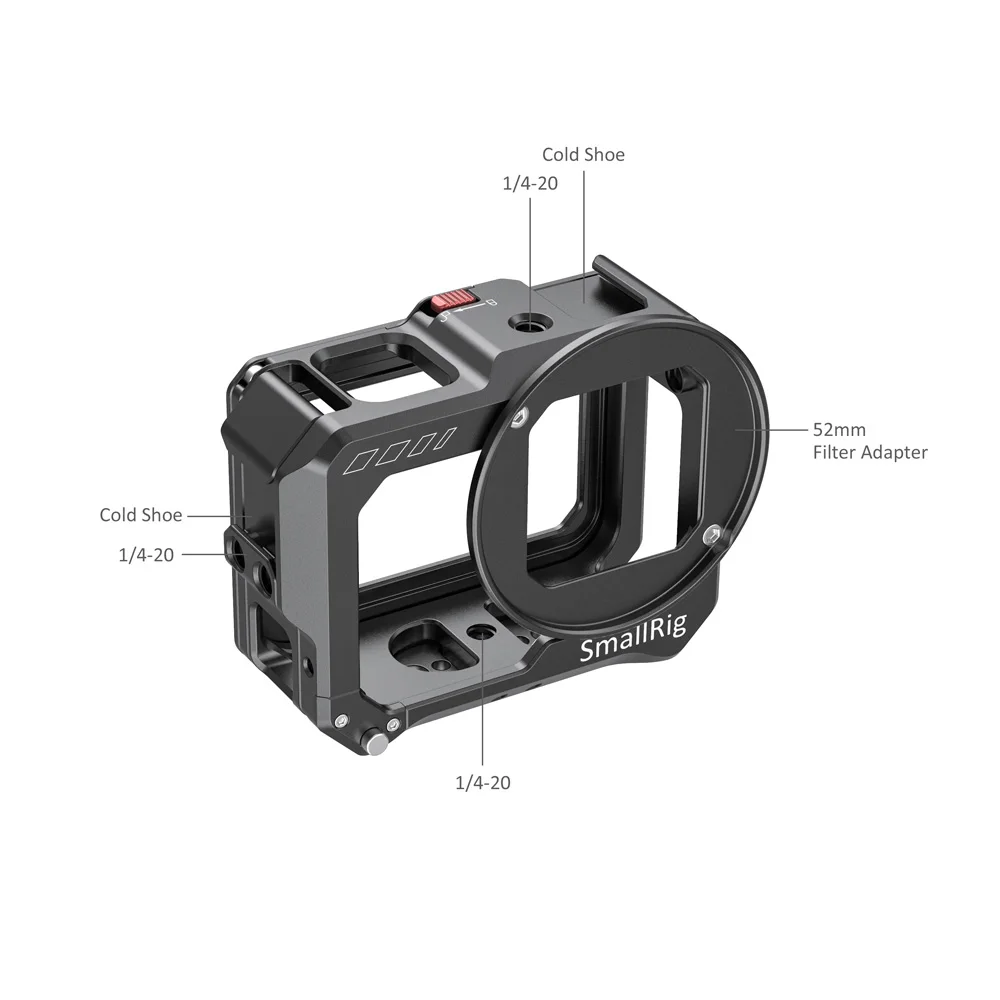 SmallRig HERO 8 Vlogging Cage for GoPro HERO8 Black w/ Two cold shoe mounts multiple 1/4”-20 holes & a 52mm filter adapter 2505 |
