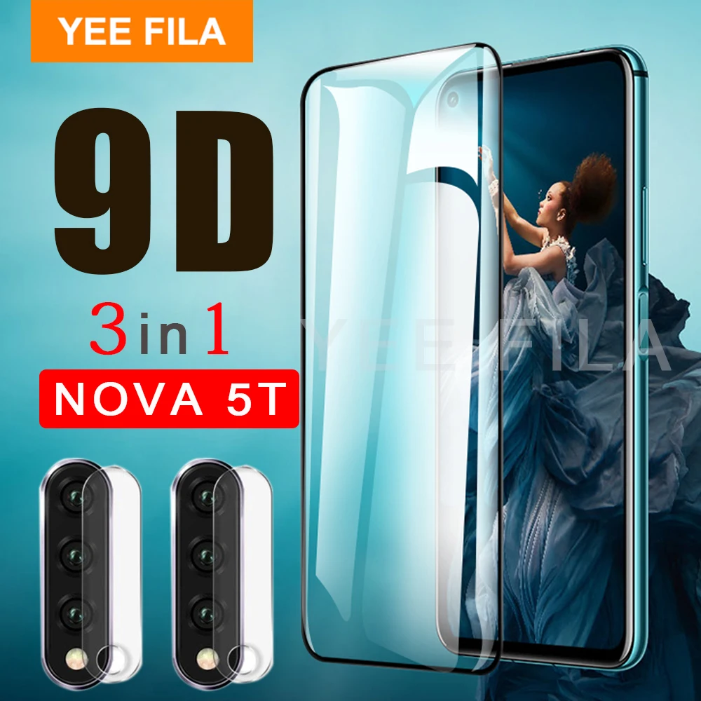 Закаленное стекло 3 в 1 для huawei nova 5t Защитное экрана камеры Nova5T Huawei Nova 5T полное