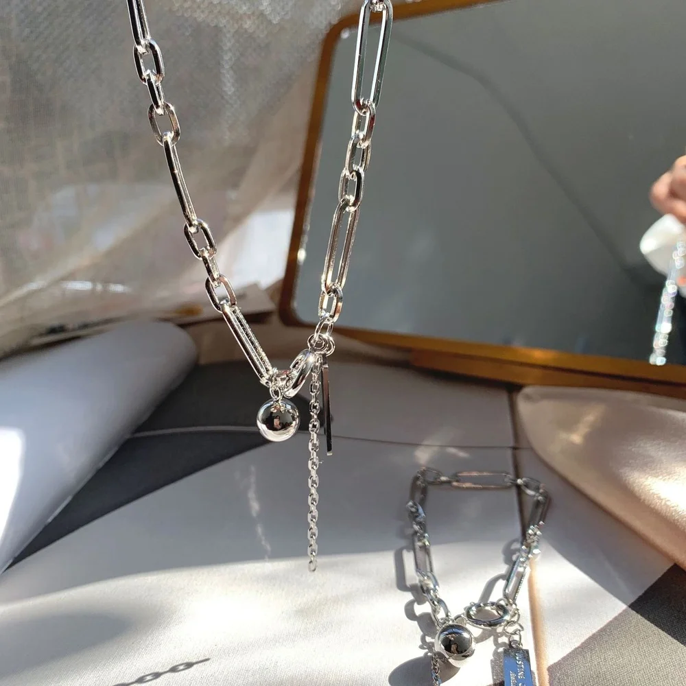 

European and American style fashion ladies cufflinks pearl light luxury clavicle chain trend personality necklace trendy