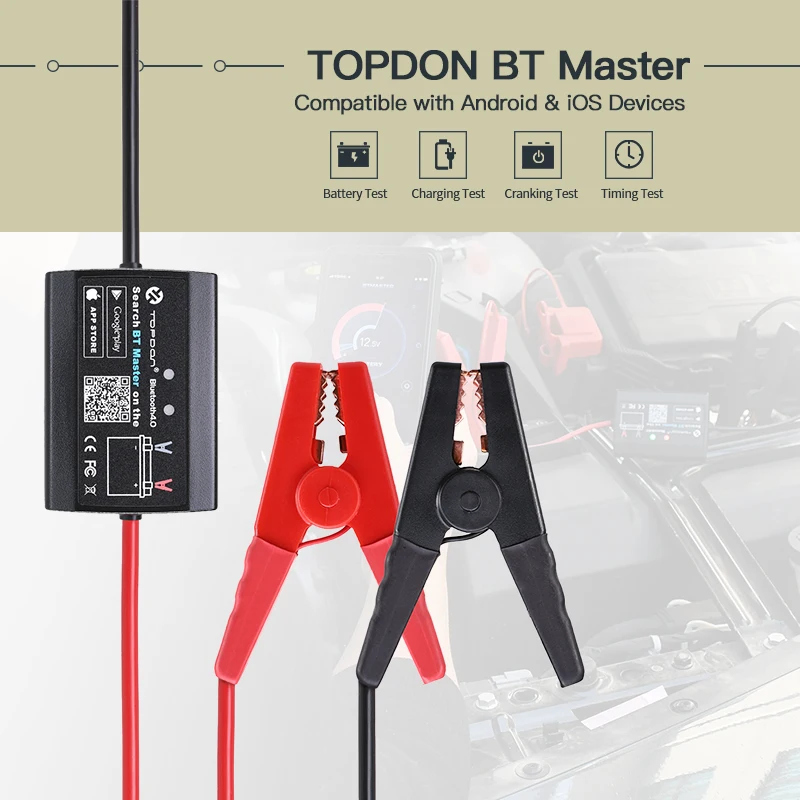 TOPDON BT мастер 12V 2000CCA Батарея тестер Bluetooth 4 0 монитор анализатор автомобиля