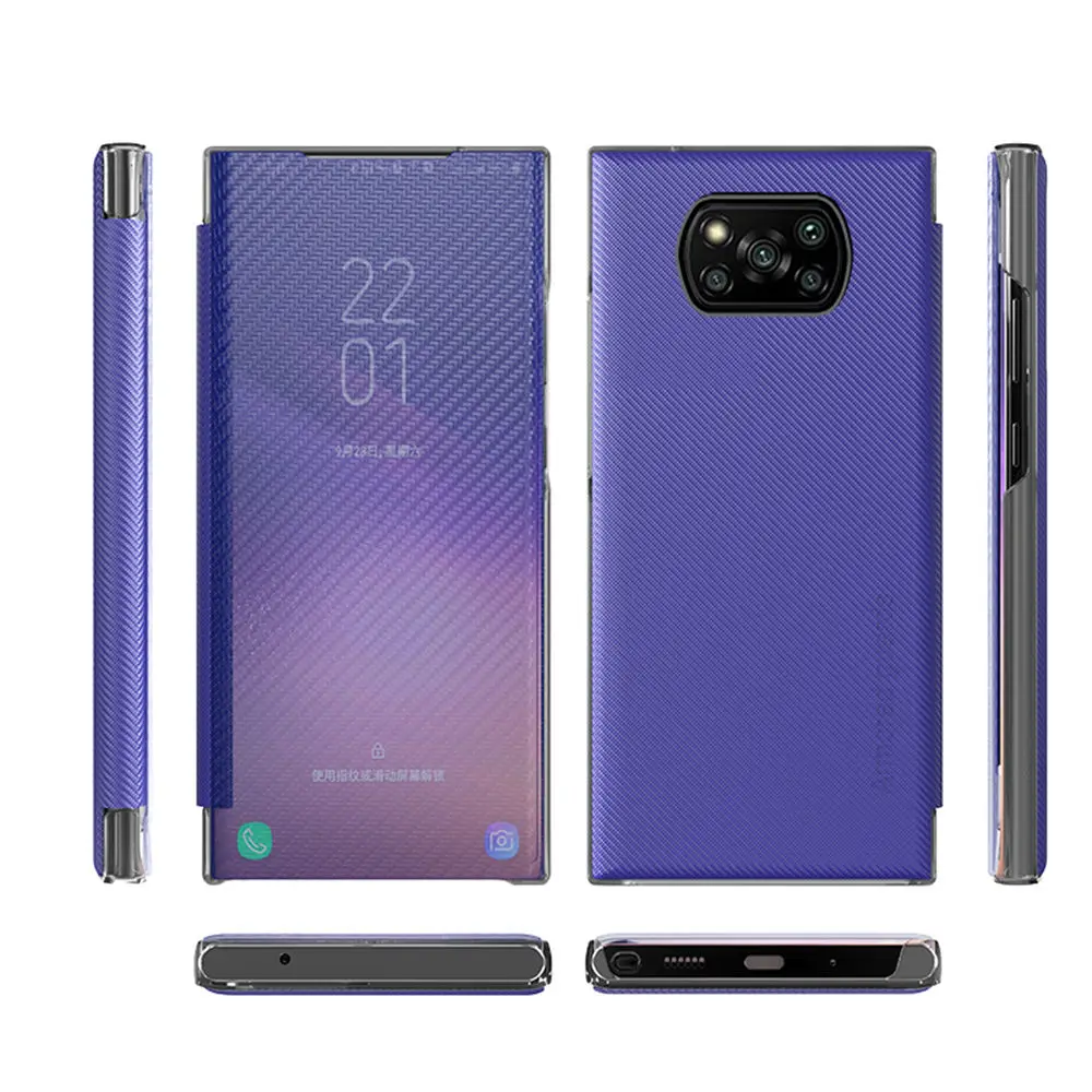 For Xiaomi POCO X3 Pro Mirror Clear View Flip Cover Leather Smart Stand Shockproof Full Protective Cover For Xiaomi POCO X3 NFC