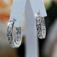 huitan mini circle hoop earrings for teens full paved round cz stone low key shiny accessories versatile fashion women jewelry