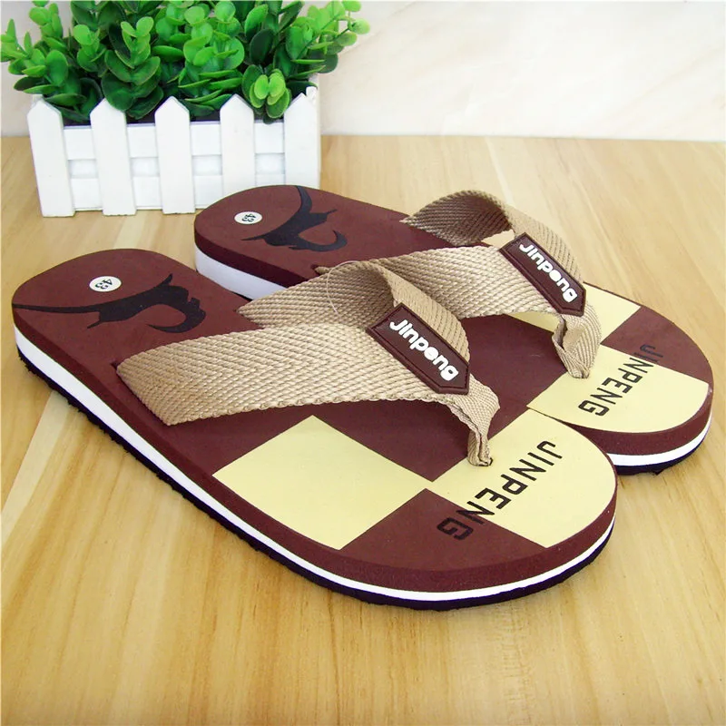 Мужские Пляжные шлепанцы сандалии с плоской подошвой сшитые цвета трехцветного