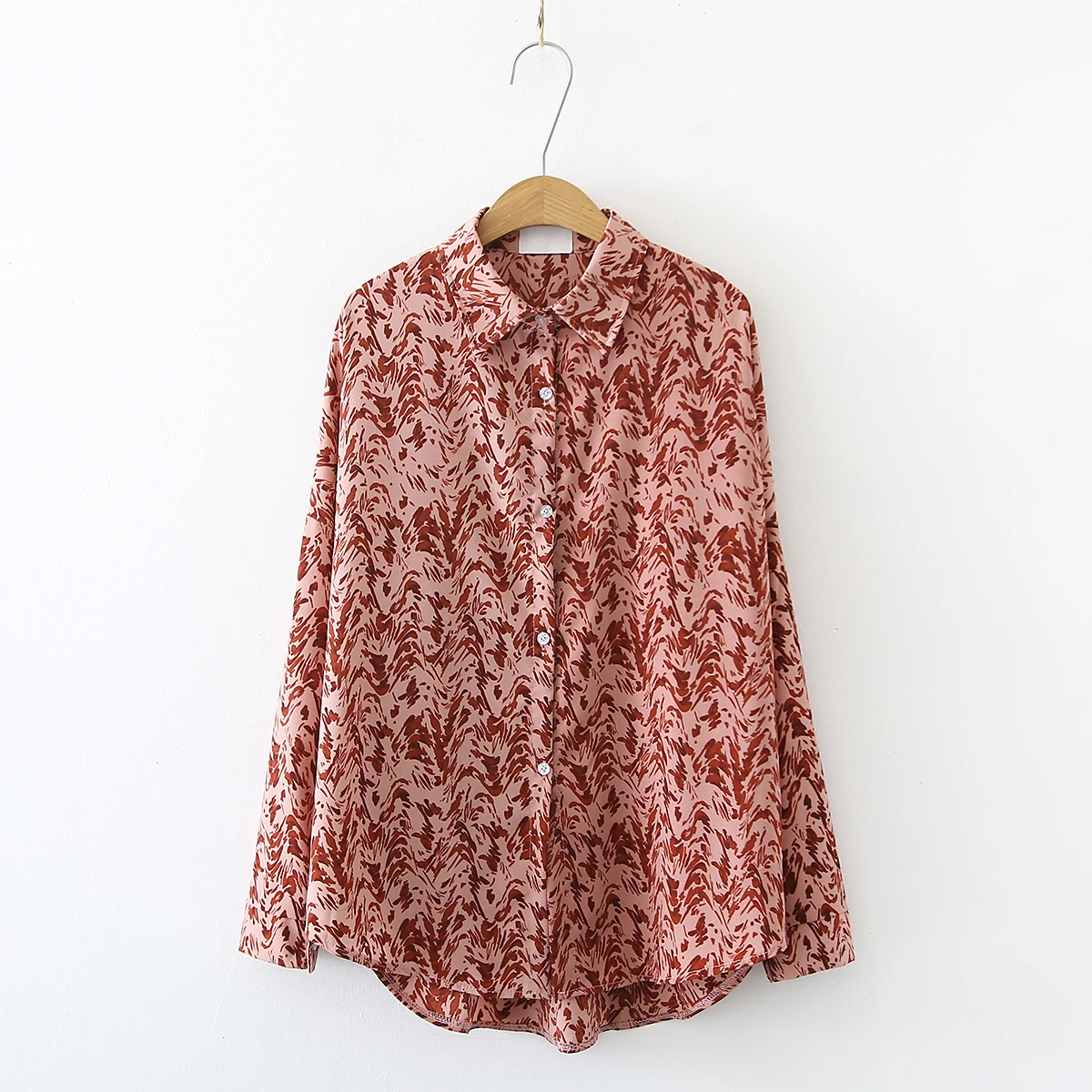 

Summer Women's Blouses Chiffon Polo Shirts Casual Shirt Plus Size Loose Top Print Tops Print Long Sleeve Lady Blouse Houthion