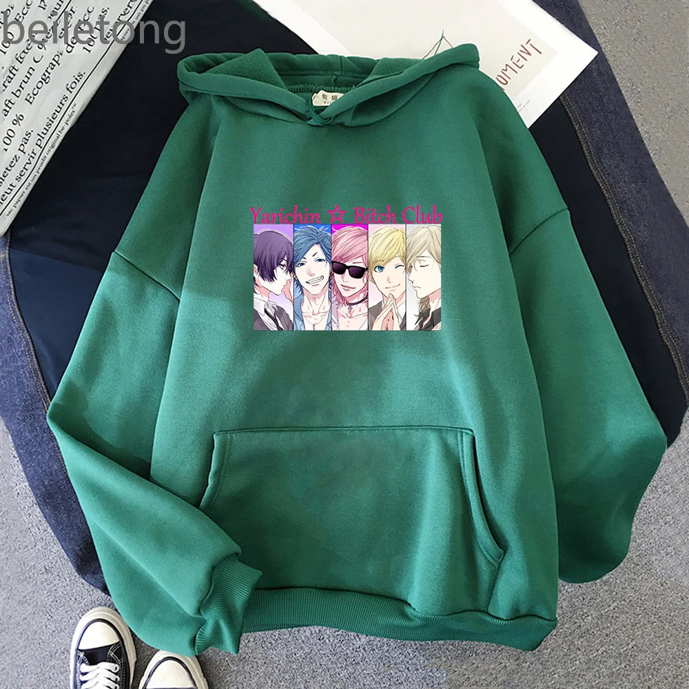 

Kawaii Hoodie Women Colors Yarichin B Club Print Spring Fashion Casual Clothes Anime Harajuku Men Hoody Kpop Loose Sweatshirts