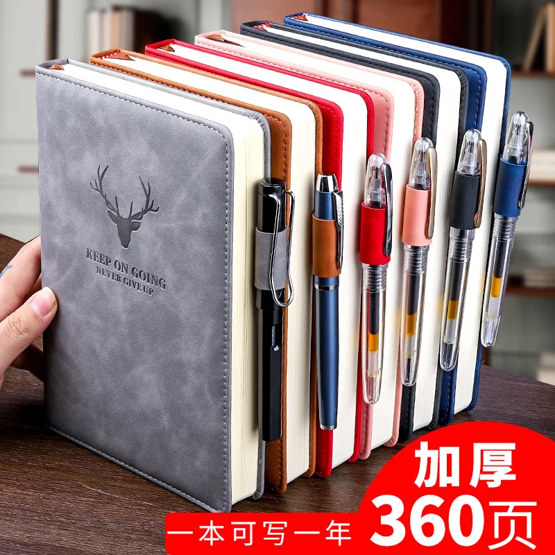 

Agenda 2021 with Lock Traveler Journal Luxury Cover Notepad Leather The Books Notebook Thickened Business