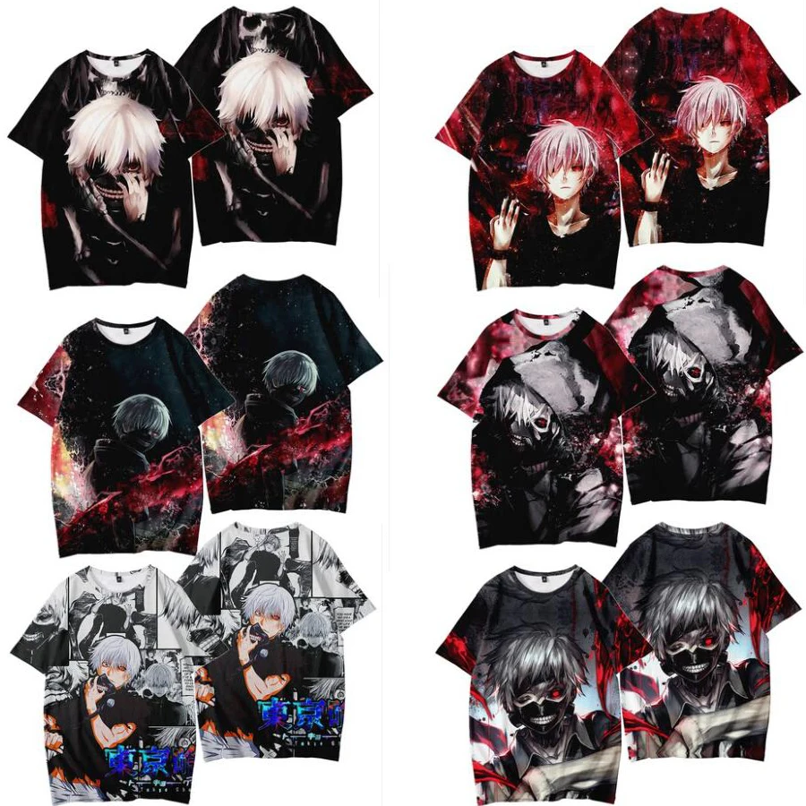 

Japanese Anime Kaneki Ken Y2k Tokyo Ghoul 3D T Shirt Men Kawaii Manga Graphic Tees Summer 90s Tops T-shirt Male Cosplay Costume
