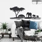 Природа Африканский сафари Животные Слон виниловая художественная роспись домашний Декор Гостиная слон семья закат Дерево Наклейка Фреска 3C39
