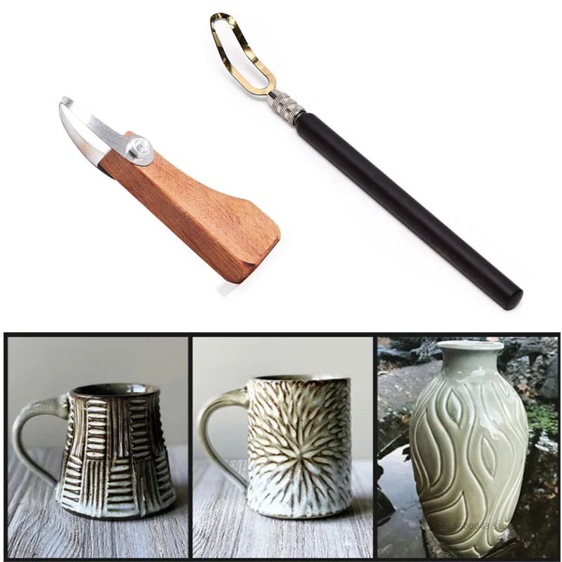Rascador de arcilla para tallar, herramienta de modelado con mango de madera, cuchillo de corte, arcilla polimérica