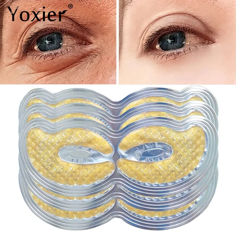 

Yoxier Eye Mask Anti-Wrinkle Nourish Fade Fine Lines Anti-Puffiness Dark Circles Gold Collagen Protein Skin Care 10pcs=5pair