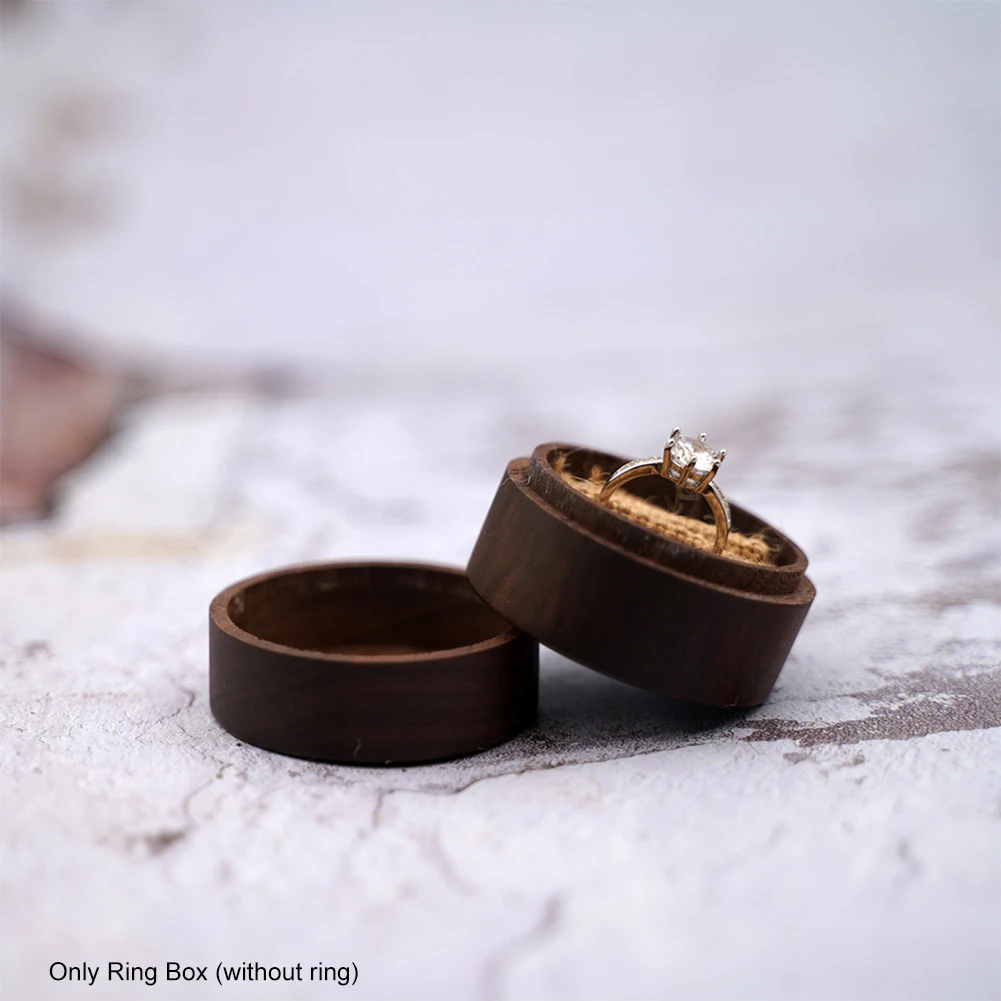 

Proposal Wedding Lightweight Jewellery Accessories Vintage Brown Wood Ring Box Engagement Durable Romantic Engraved Letter Gift