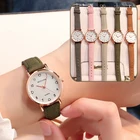 Простые винтажные женские наручные часы с кожаным ремешком, подарок, наручные часы с маленьким циферблатом