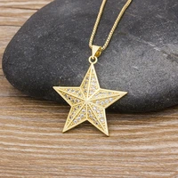 aibef new star shape pendant necklace for women luxury crystal statement necklace copper zircon lucky chokers jewelry gifts