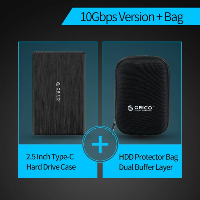 ORICO 2,5 дюймовый корпус для жесткого диска 10 Гбит/с SATA для USB 3,1 type C чехол для жесткого диска Супер Скоростной для 7 мм HDD SSD 2,5 футляр для внешнего жесткого диска - Цвет: 10Gbps Model Add Bag