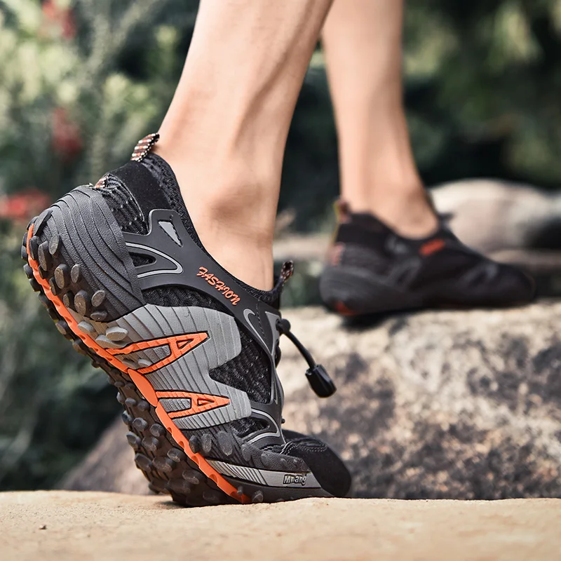 JIEMIAO High Quality Men Trekking Hiking Shoes Lightweight Outdoor Climbing Jogging Sneakers Woodland Hunting Tactical Shoes