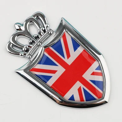 

3D Auto Metal Chrome England UK Flag Crown Shield Emblem Badge Decals Sticker Automobile Car Accessories