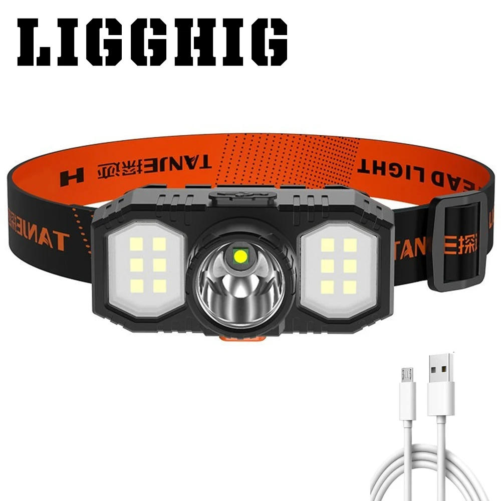 

Portable Led Powerful Headlamp USB Rechargeable Flashlight Ultra-bright Torch Lantern Light 18650 Battery Fishing Head Lamp