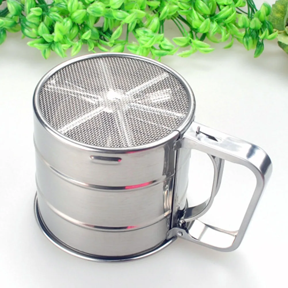 

Manual Stainless Mesh Flour Sifter Mechanical Baking Icing Sugar Shaker Sieve Cup Shape Strainer Bakeware Baking Pastry Tools