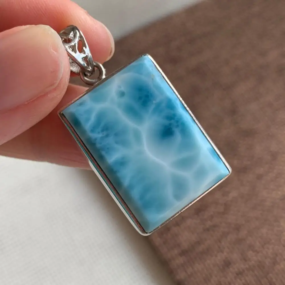 912 ювелирные изделия Настоящее серебро 925 пробы s925 100% натуральный Larimar женский