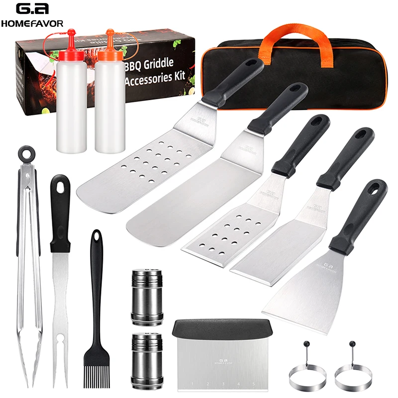 16 шт. инструменты для гриля шпатель барбекю щипцы щетка с плоским верхом набор