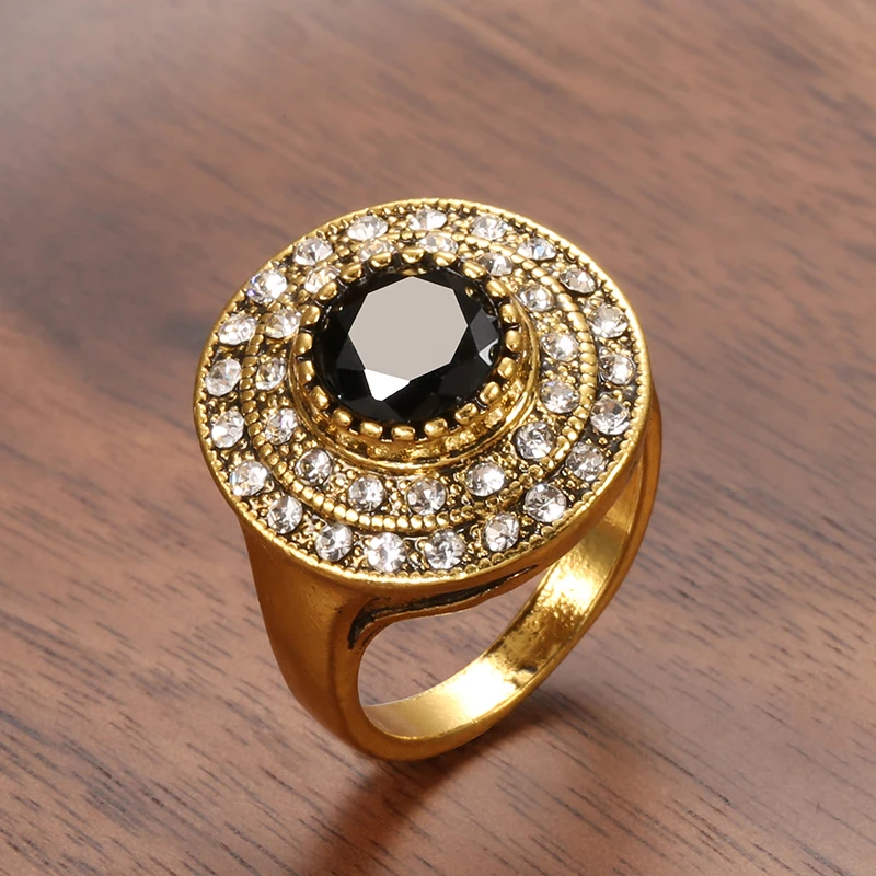 Kinel винтажные черные серьги и кольцо для женщин этнический Свадебный комплект