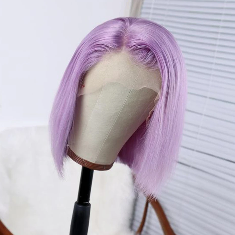Парики Alimice с лиловым Бобом 150% плотность цветные прямые человеческие волосы