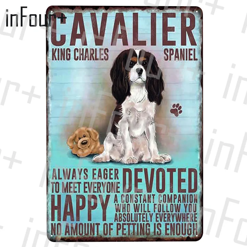 Табличка с надписью Cavalier King Spaniel металлическая винтажная декоративная табличка