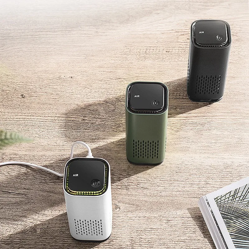 

USB Air Purifier Portable Mini Night Light Air Purifier for Car Office Home(Black)