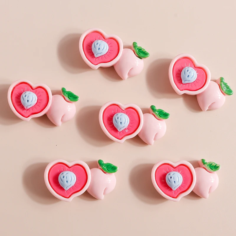 

10pcs 17*30mm Cute Girls Friut Peach Charms Resin Flatback Cabochon for Hair Bow Embellishments Diy Hair Accessories