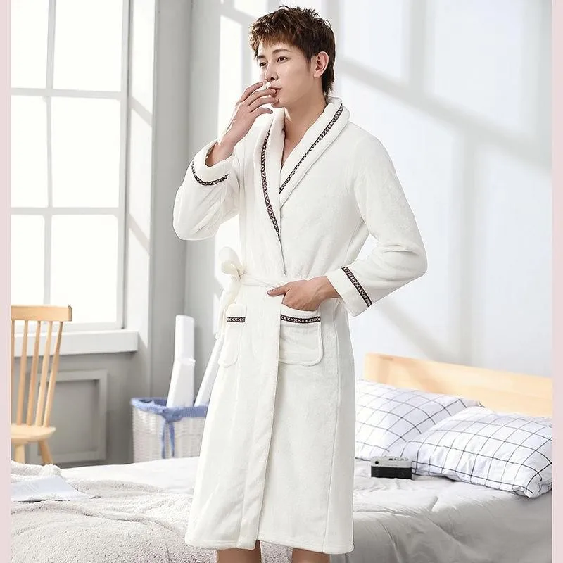 Фланелевый костюм халат для влюбленных зимний теплый Свадебный и штаны комплект