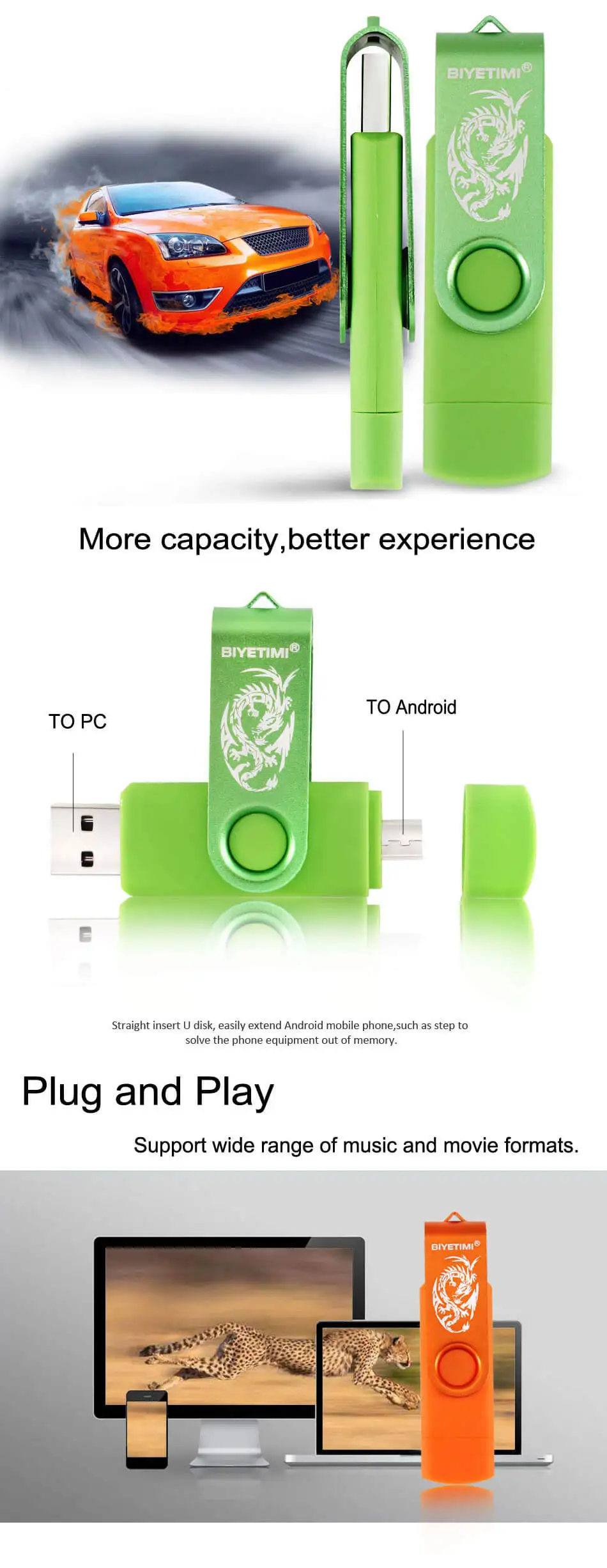 Флеш-накопитель Biyetimi OTG 32GB 2,0 usb флеш-накопитель memoria Cel для Android для смартфона, ПК