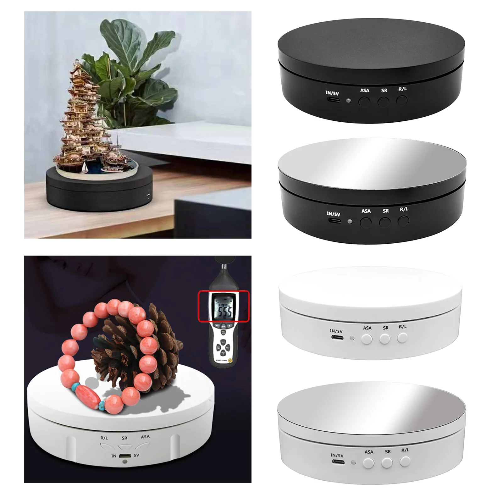 

Electric Motorized Rotating Display Stand Holder USB Power Supply for Toy 3D Models Watch Glass Bag Exhibition