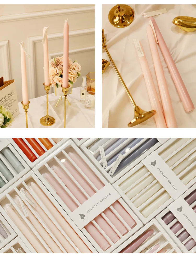 

4PCS Morandi Taper candle Scented soy wax candle for Wedding Birthday Festival table decor long stick candles