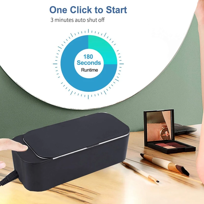 

Cleaning Machine Ultrasonic Jewelry Cleaner 450Ml 42KHz for Jewelry Glasses Makeup Brush Coins Razors Cleaner-US Plug