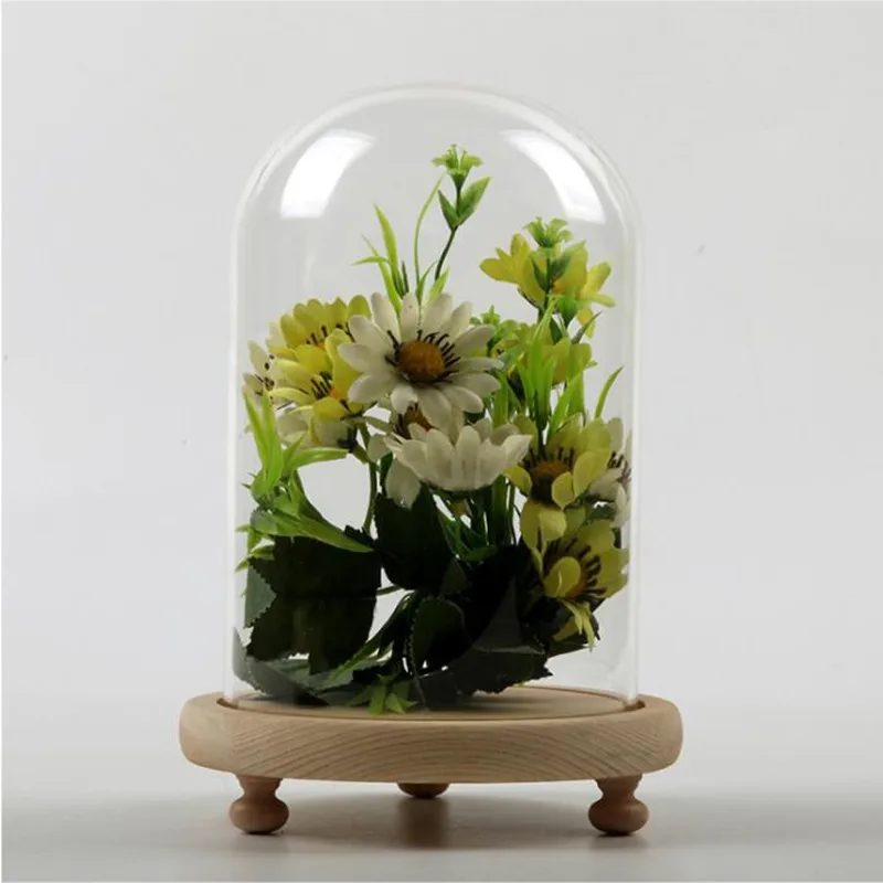 

20*35cm Big Size Glass Dome Vase Home Decoration Creative Three-Leg log Base Transparent Cover Friend Favor Gift Wedding Prop
