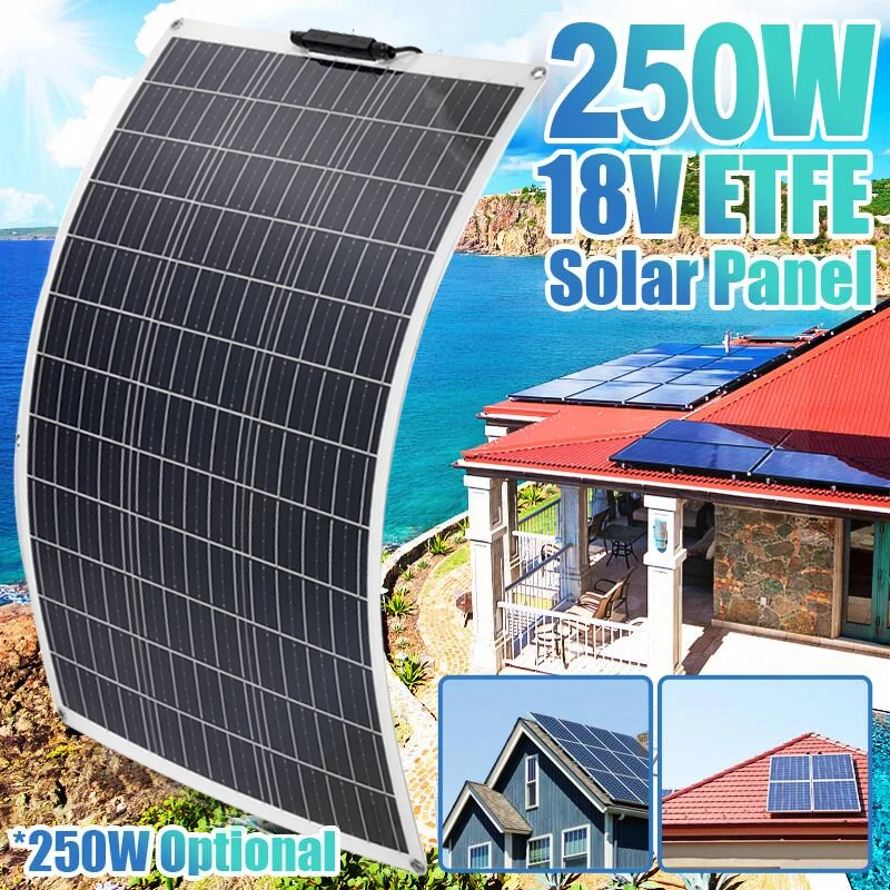 Solar Panel 18V 250W FLexible ETFE Waterproof Kit Complete Camping Car RV Battery Charger System for Outdoor | Электроника