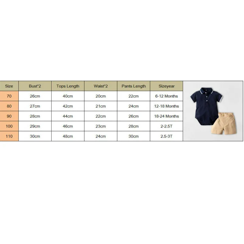 2019 Toddlr Boy Clothes 2PCS Infant Baby Short Sleevee Solid Jumpsuit Bodysuit+Pants Shorts Gentleman Outfit Set |